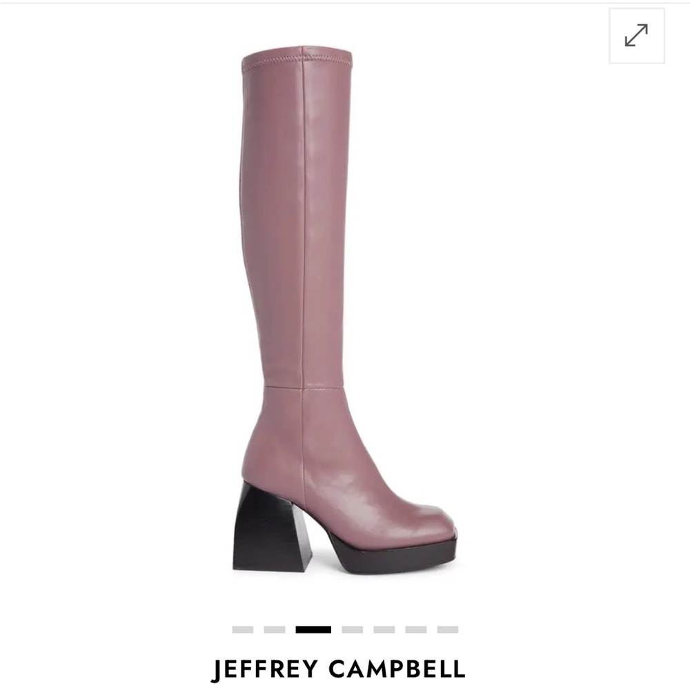 NWT Jeffrey Campbell Dauphin Knee-high Square-toe Heel Boots Size 10 Violet - Picture 5 of 16
